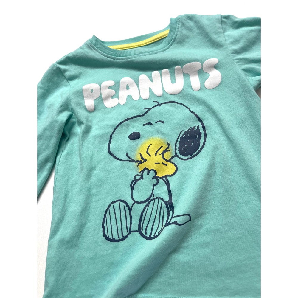 Epic Threads Peanuts Snoopy Woodstock Long Sleeve T-Shirt Aqua Blue Kids 4T 0404
